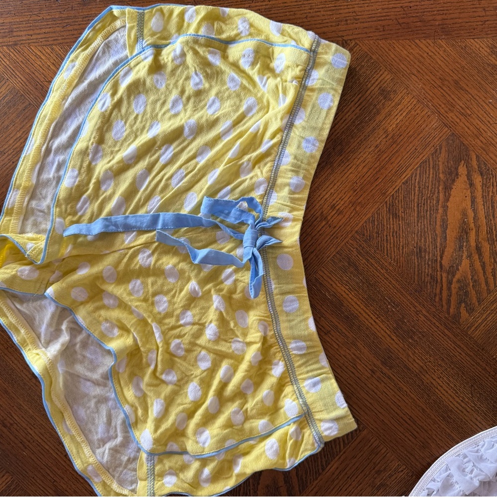 Honeydew Intimates Yellow Polka Dot Lounge Shorts with Blue Trim